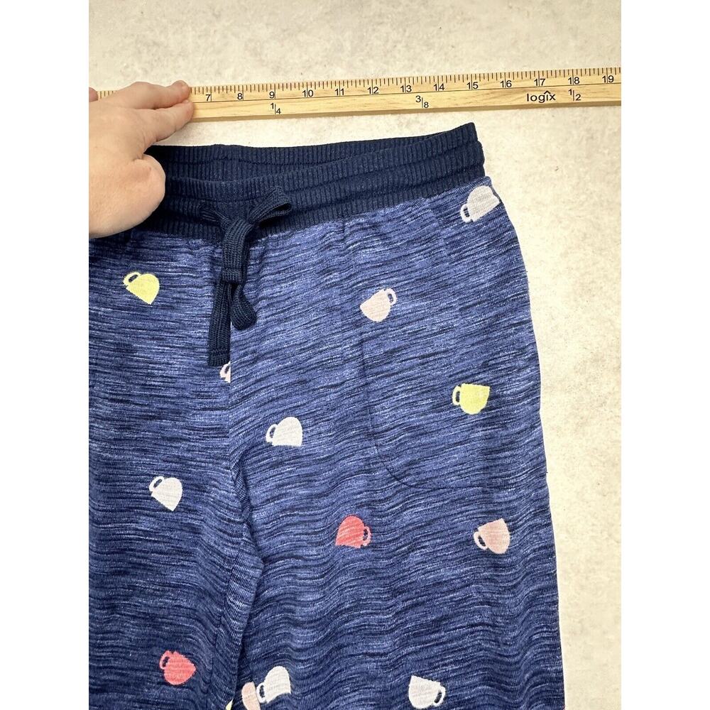 Womens Pajama Set Size Medium Navy Blue Coffee Cups Pastels 2 Piece Long sleeve - Picture 8 of 10